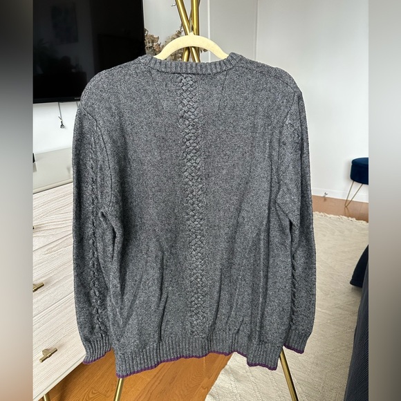 Robert Graham Gray Knit Braided Texture Men’s Sweater - Picture 3 of 9